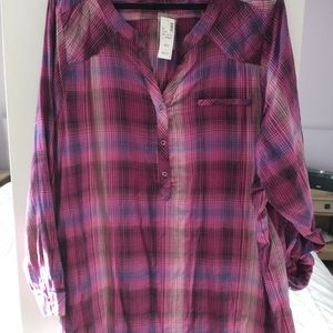 Avenue Blouse-pink plaid